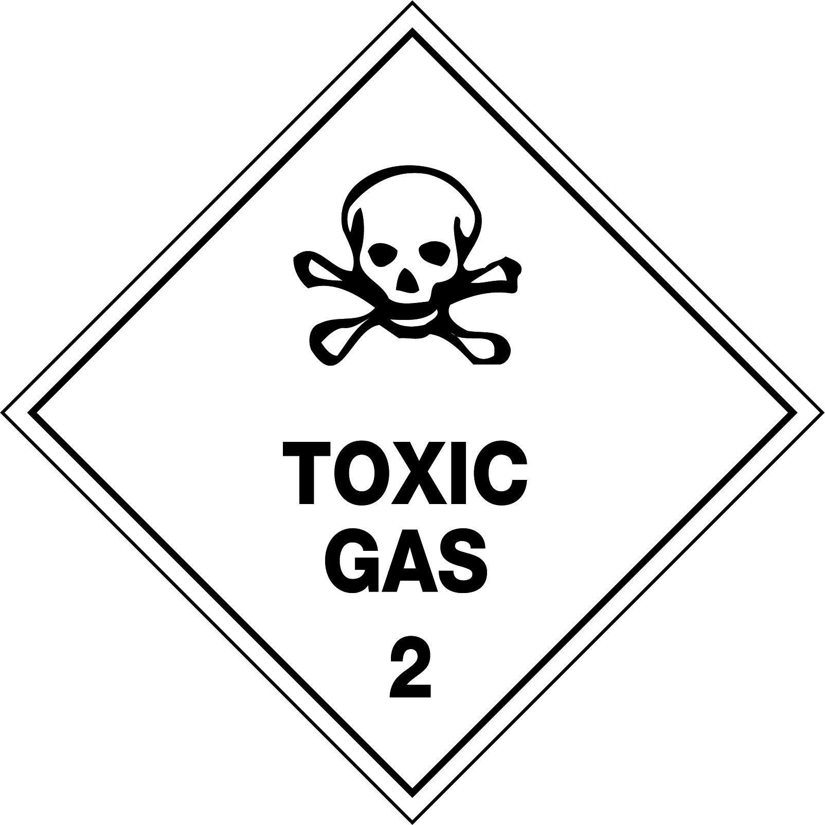 TOXIC GAS 2 ( HAZCHEM DIAMOND) H2.3-MA ( 100MM) PACK 5