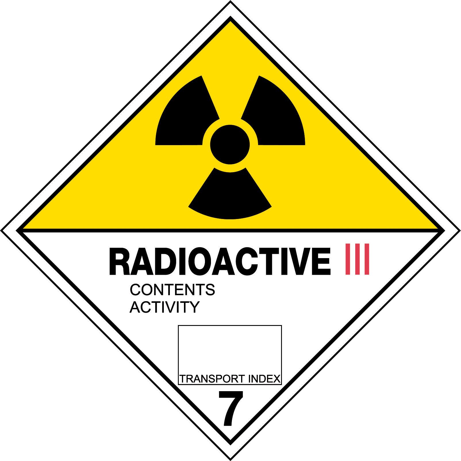 UNIFORM SAFETY 100X100MM SELF ADH 250/RL RADIOACTIVE III 