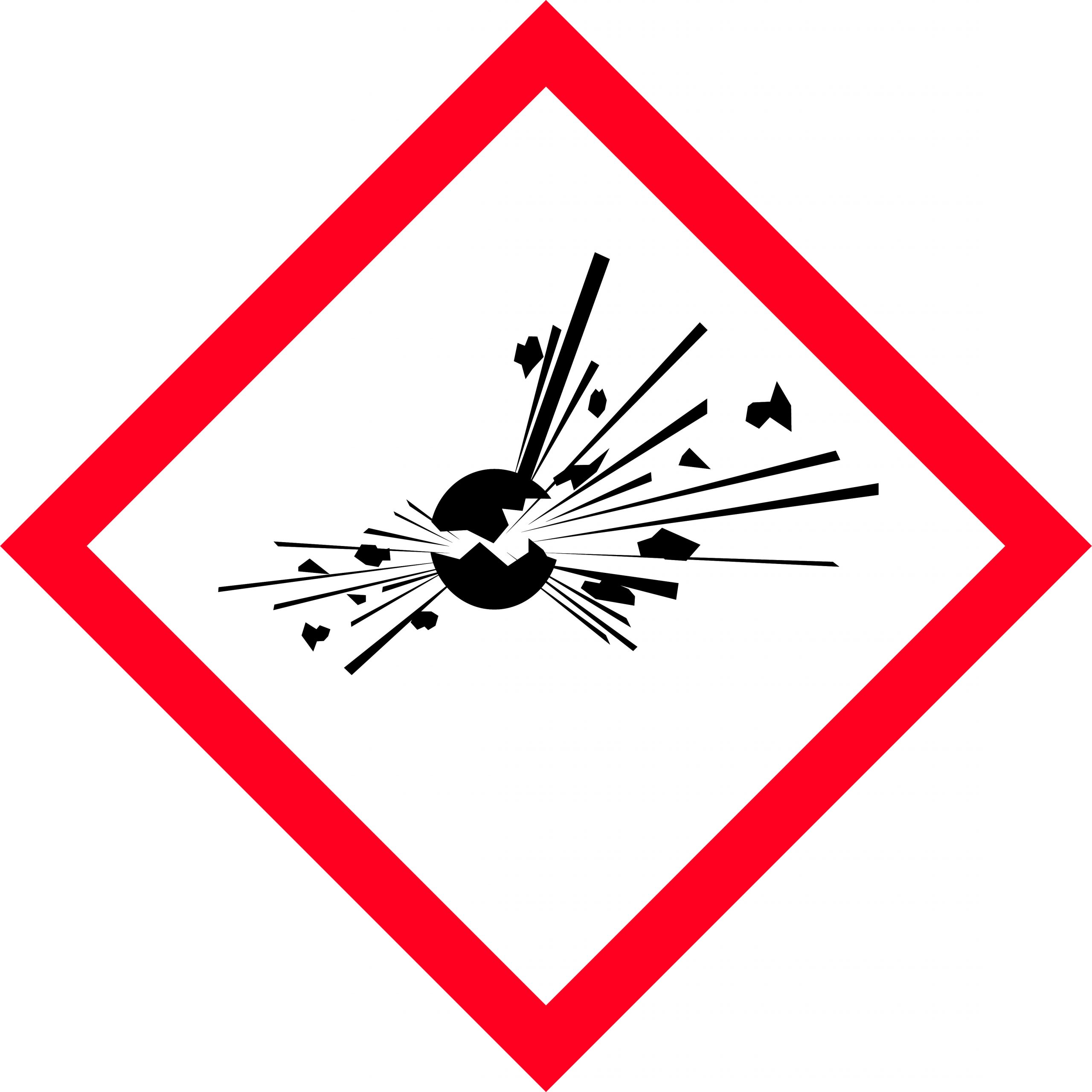 UNIFORM SAFETY 100X100MM SELF ADH 250/RL GHS EXPLODING BOMB 