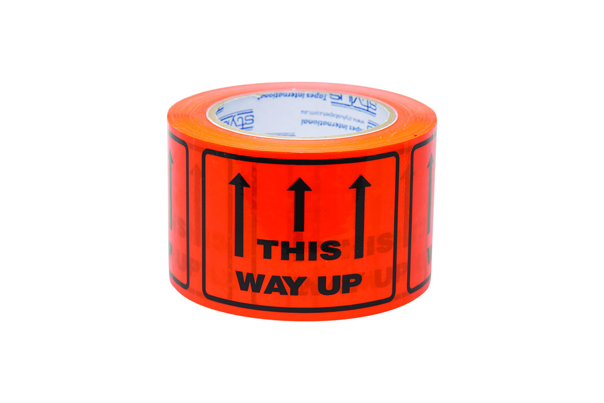 UNIFORM SAFETY 100X75MM PERFORATED PACKAGING LABELS THIS WAY UPROLL 50