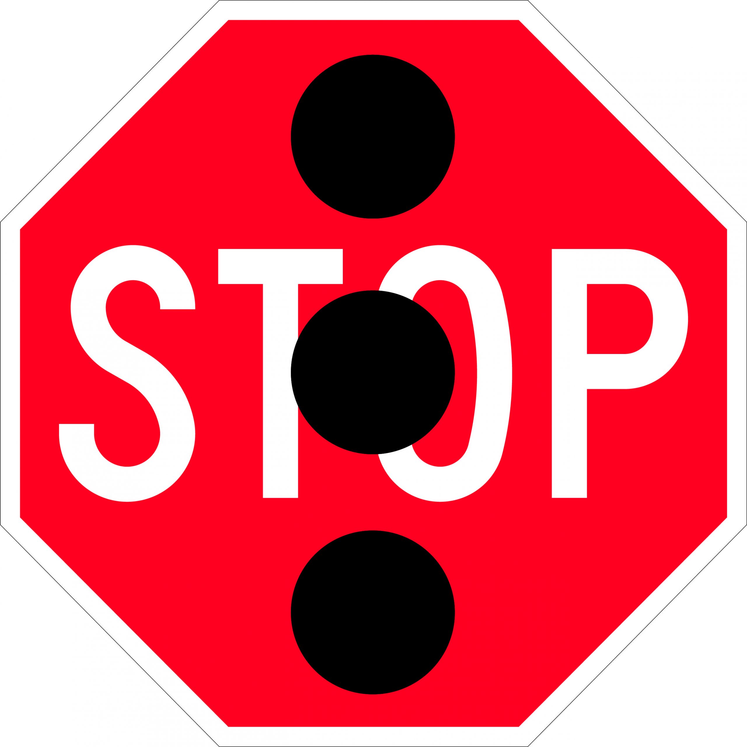 SIGN 450 X 450MM CLASS 1 ALUMINIUM STOP ( BLACK DOTS) NSW ONLY