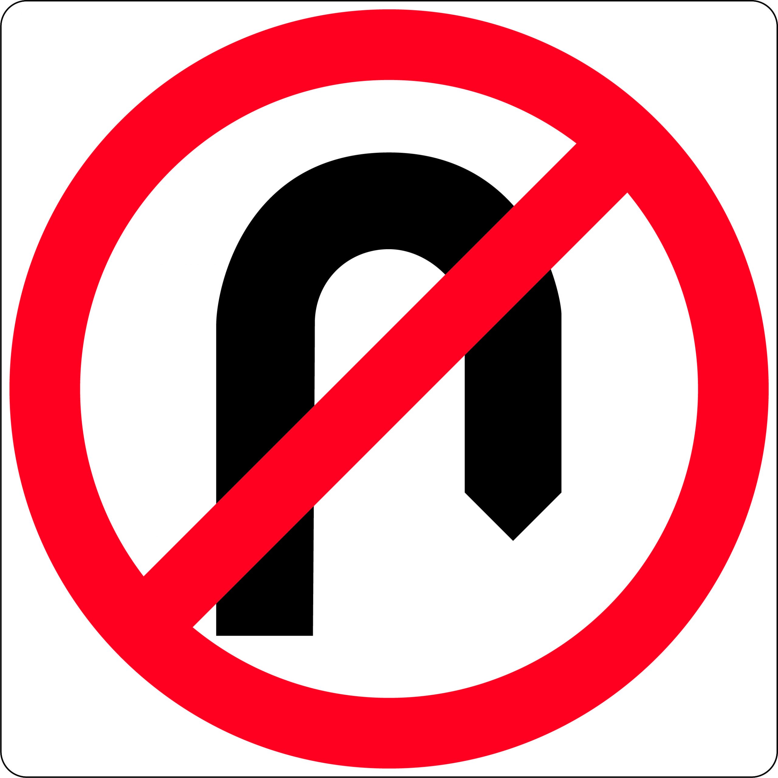 SIGN 600 X 1000MM CLASS 1 ALUMINIUM NO U TURN SYMBOL 