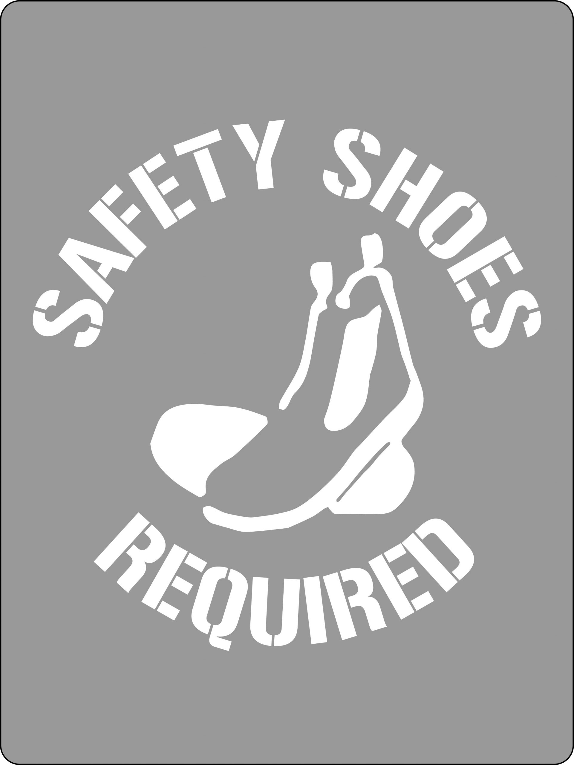UNIFORM SAFETY 600X450MM POLY STENCIL SAFETY SHOES REQUIRED 