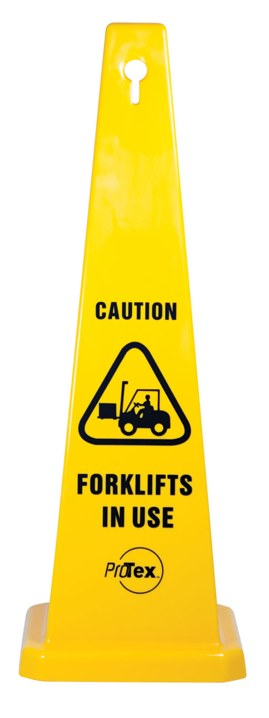 UNIFORM SAFETY 890MM SAFETY CONE CAUTION FORKLIFTS IN USE 