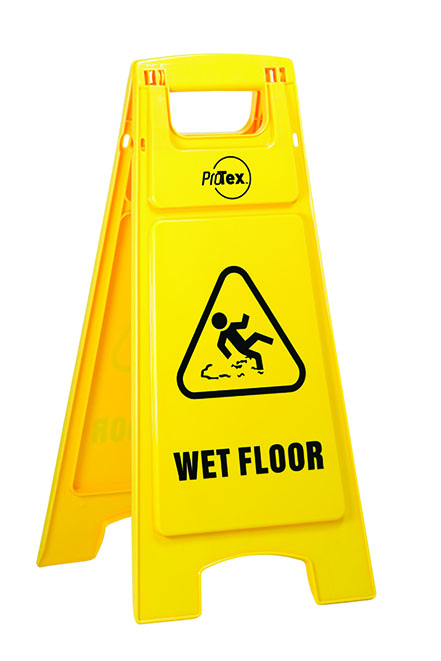 SIGN PSSE1 CAUTION WET FLOOR A-FRAME STAND YELLOW ( POLY) 