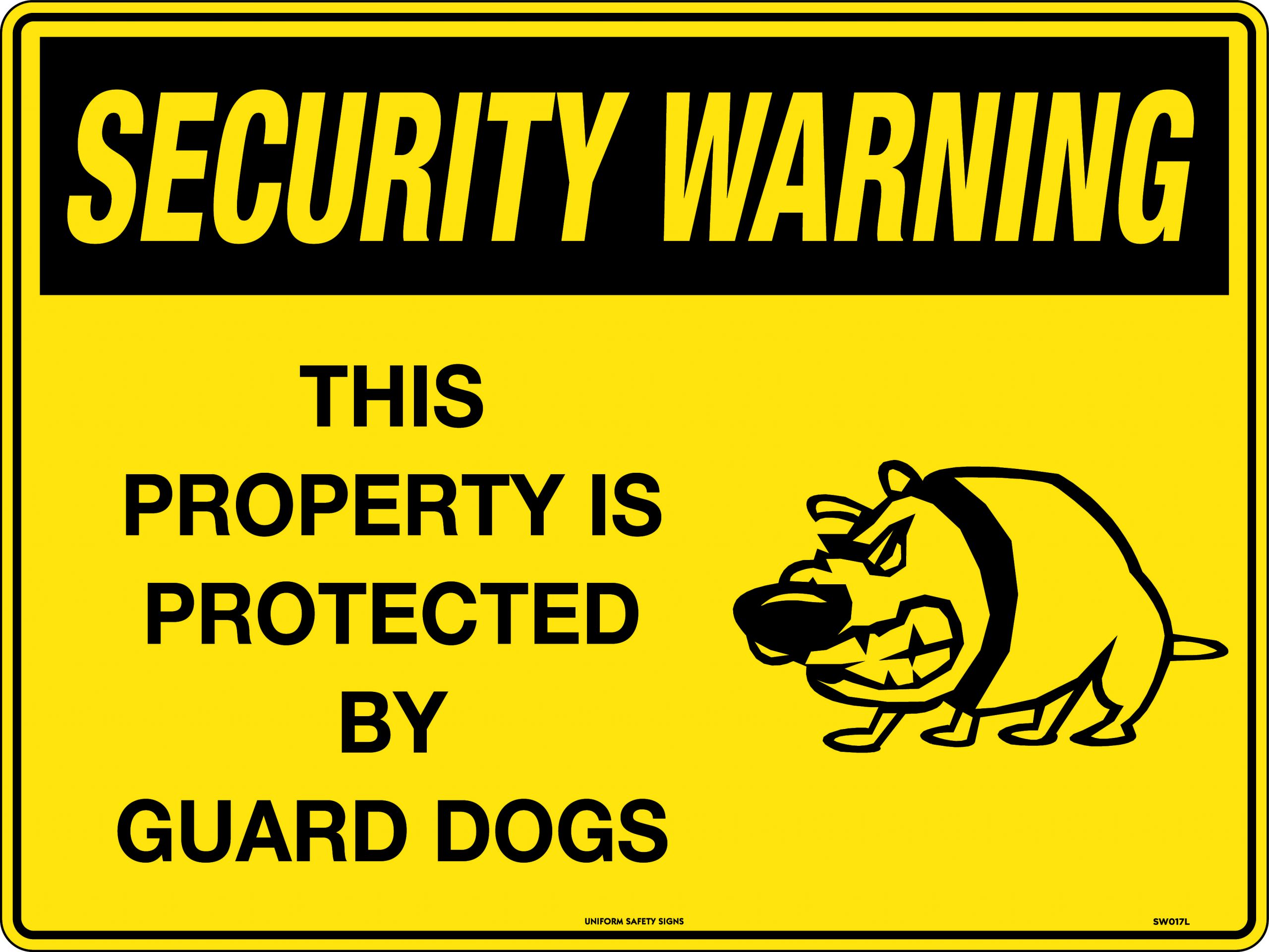 UNIFORM SAFETY 450X300MM POLY SEC WARNING THIS PROPERTY IS PROTECTED B