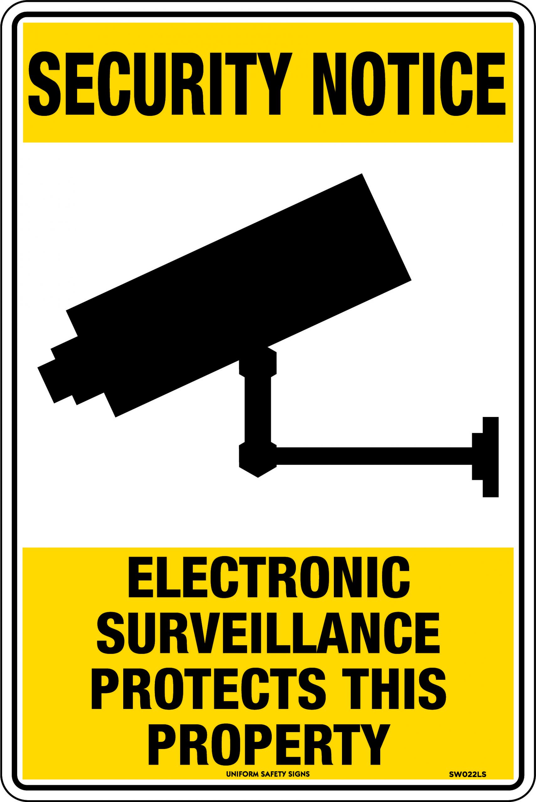 UNIFORM SAFETY 450X300MM METAL SEC NOTICE ELECTRONIC SURVEILLANCE PROT