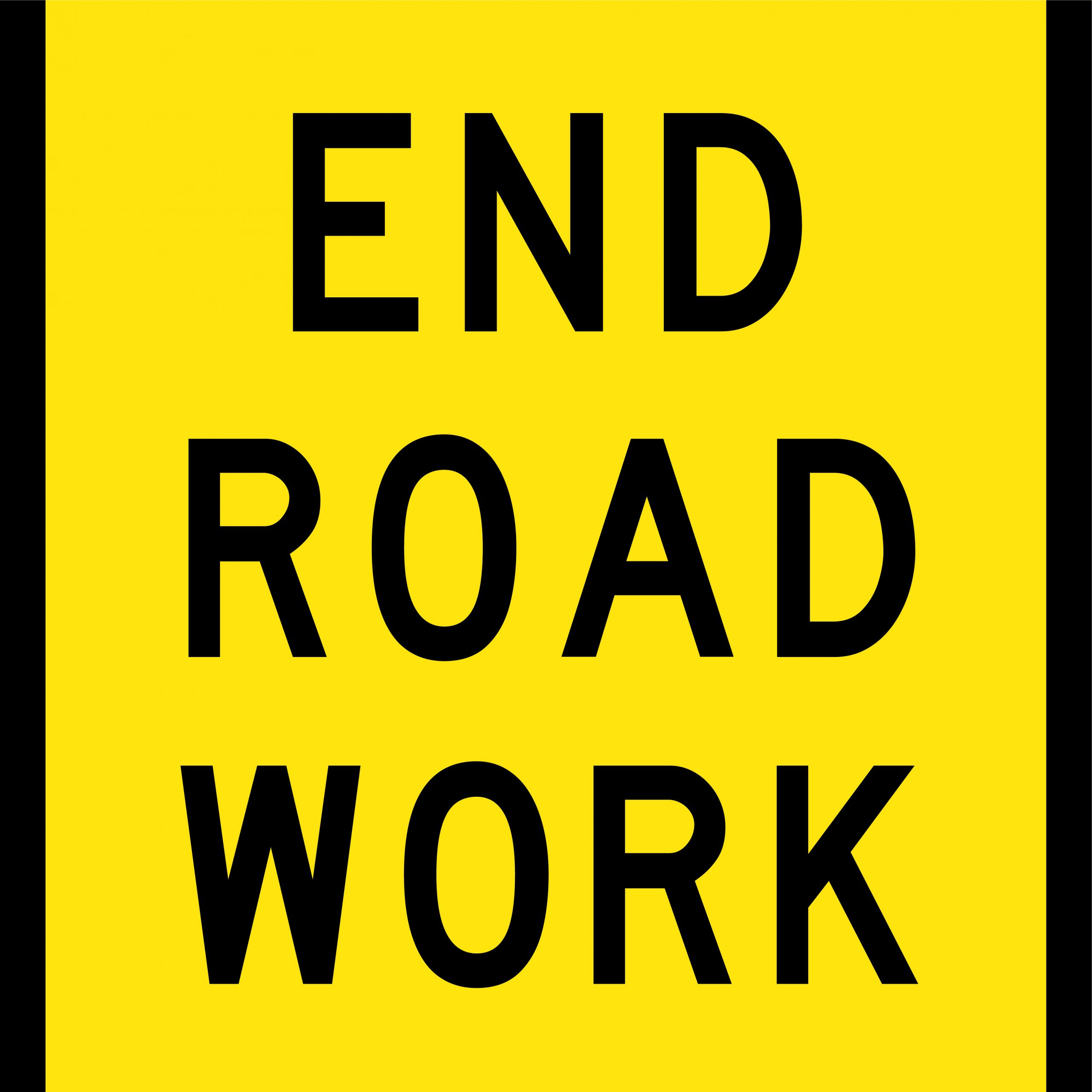 SIGN - END ROADWORK CL1 REF CF10 1200 X 300 ER 