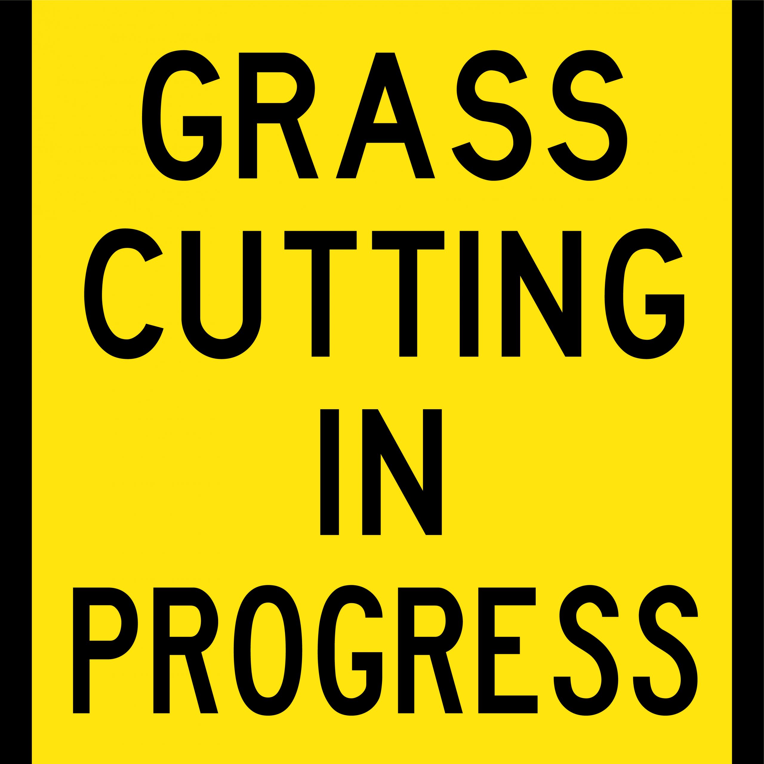 UNIFORM SAFETY 600X600MM CL1 CORFLUTE GRASS CUTTING IN PROGRESS