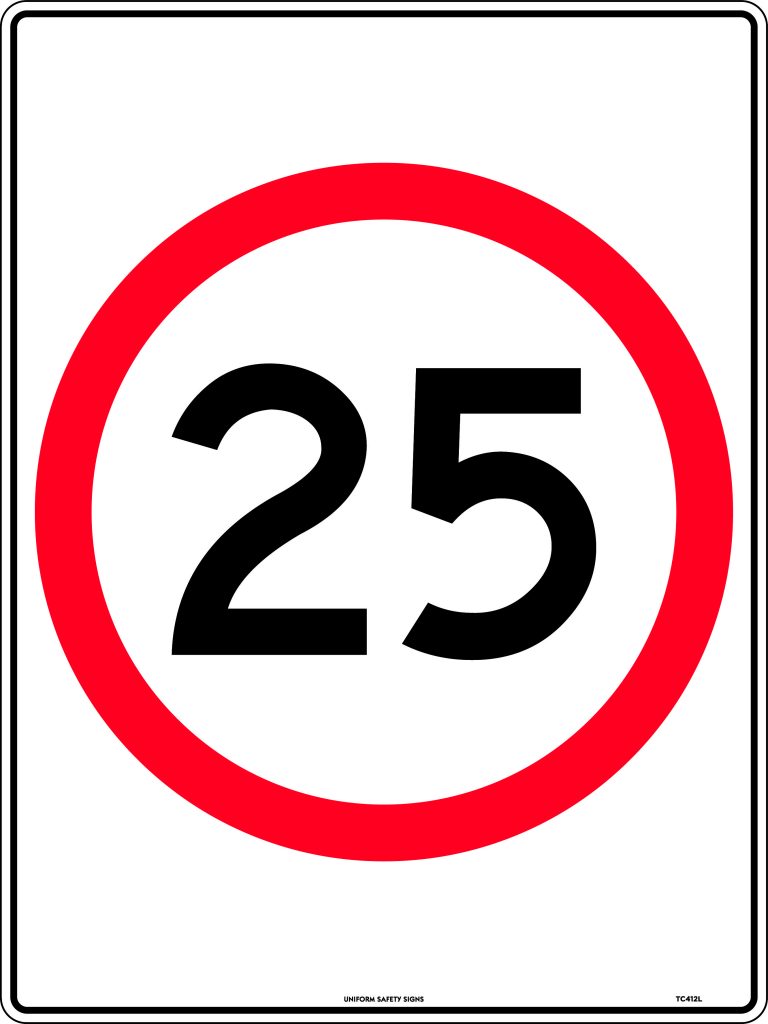 25km Speed in Roundel | Road Signs, Speed Limit | USS