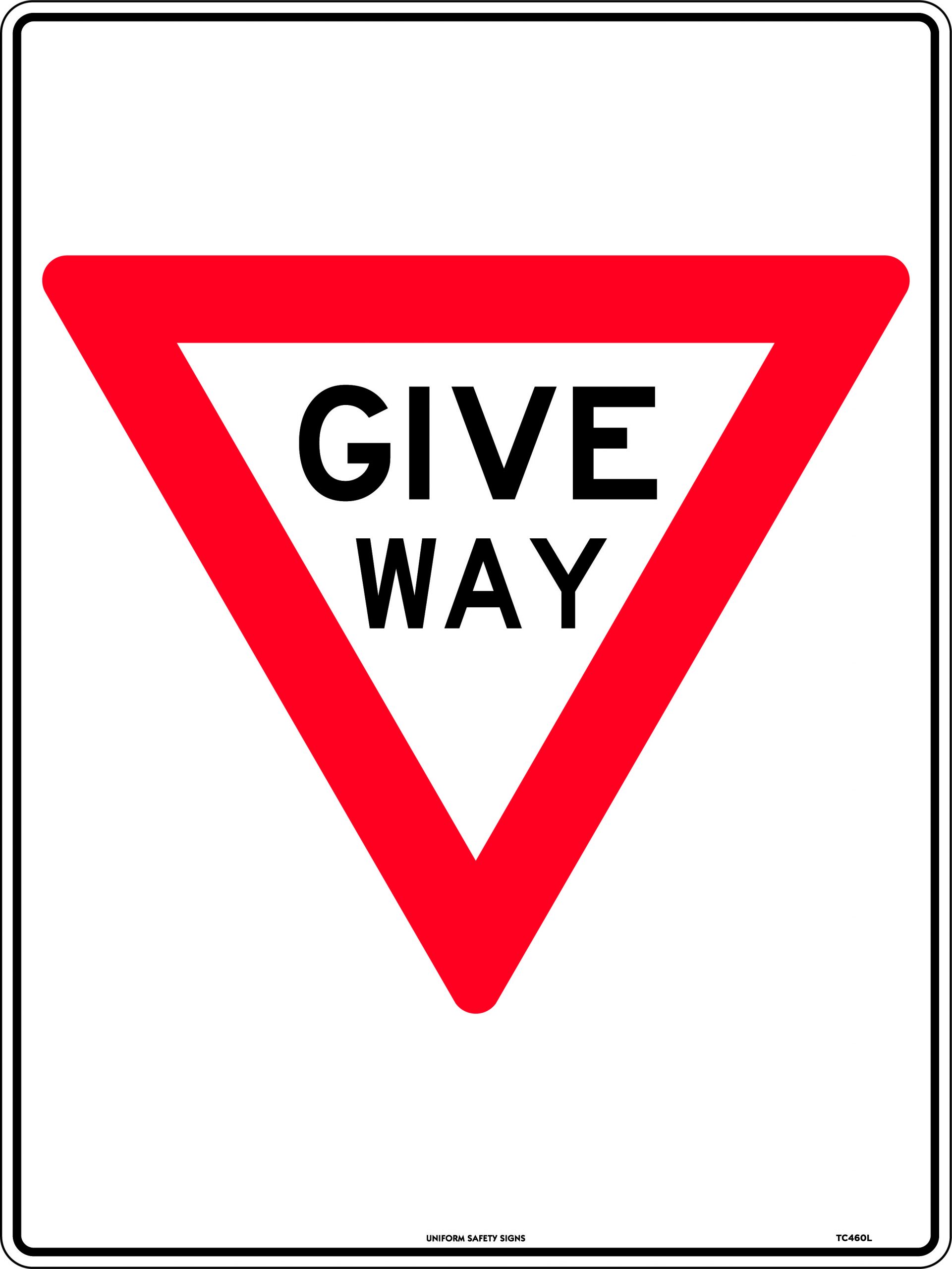 SIGN POLY - GIVE WAY 600X450 POLY 95T 