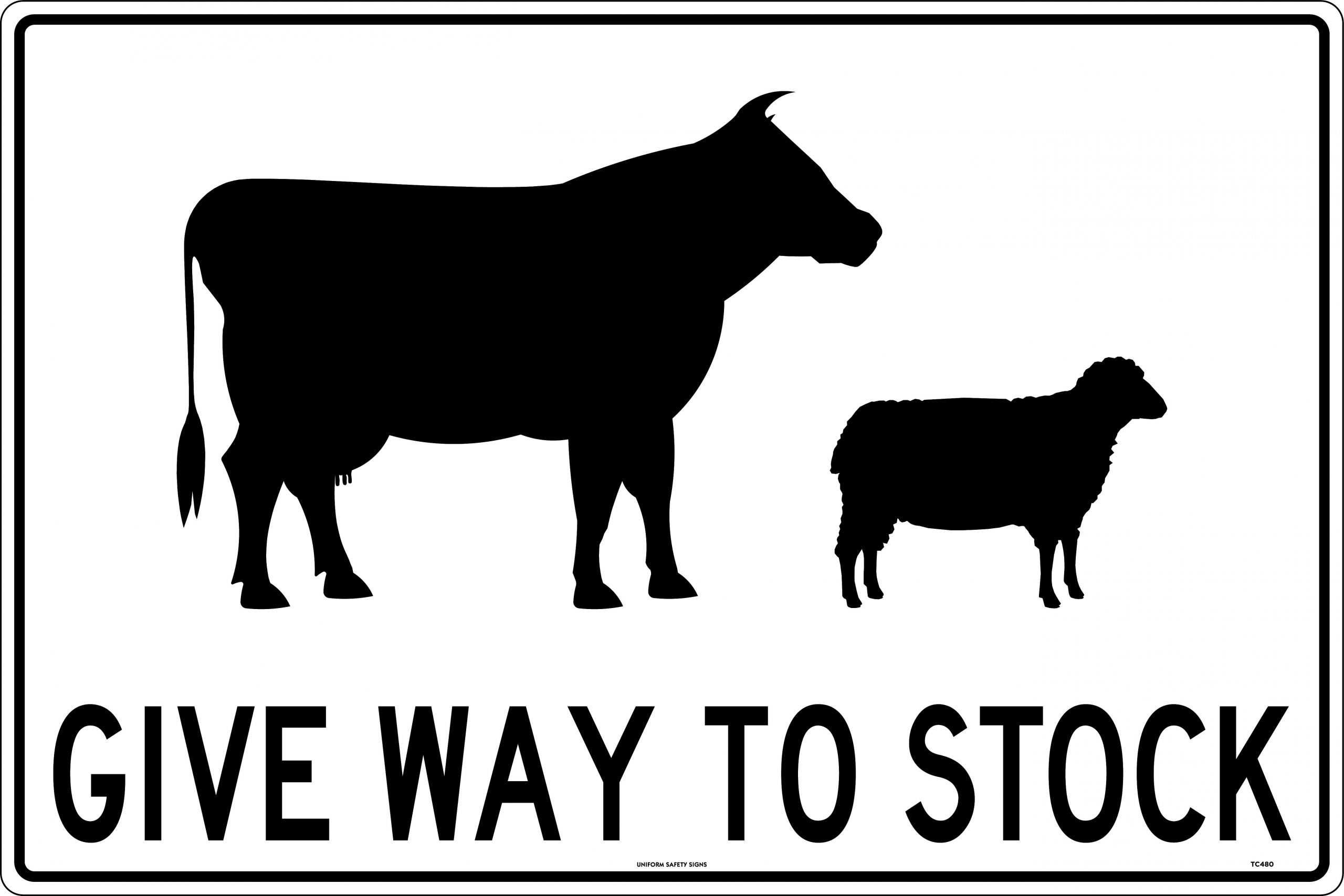 SIGN 900 X 600MM CLASS 1 ALUMINIUM GIVE WAY TO STOCK ( TO SUIT SWING STAND)