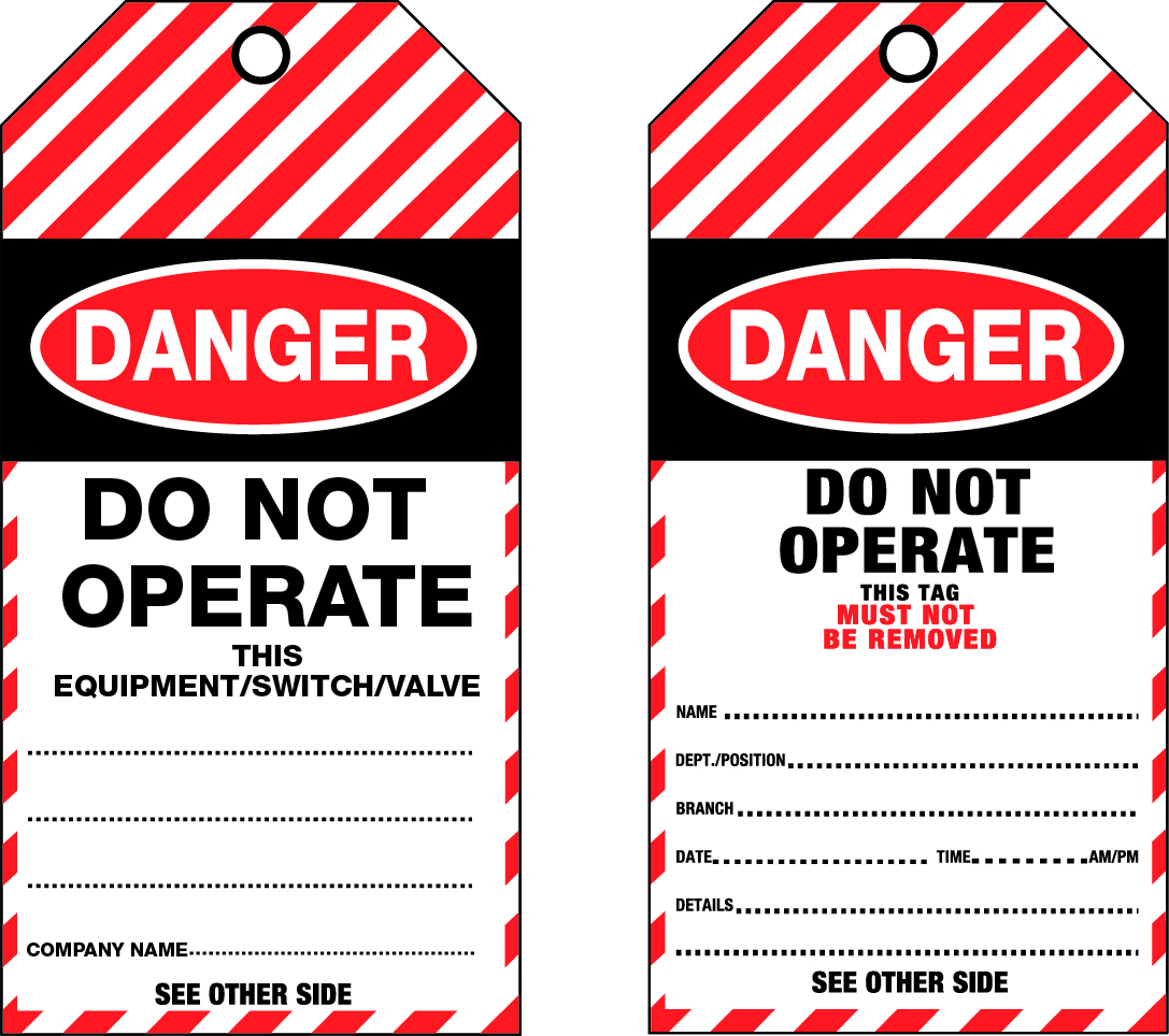 UNIFORM SAFETY 75X160MM CARDBOARD TAGS 25/PKT DANGER DO NOT OPERATE