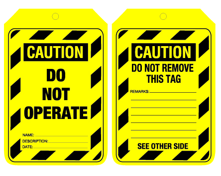 TAG SYMBOL W -DO NOT OPERATE ( PKT 100) 