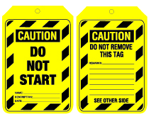 UNIFORM SAFETY 90X140MM CARDBOARD TAGS PKT OF 100 CAUTION DO NOT START