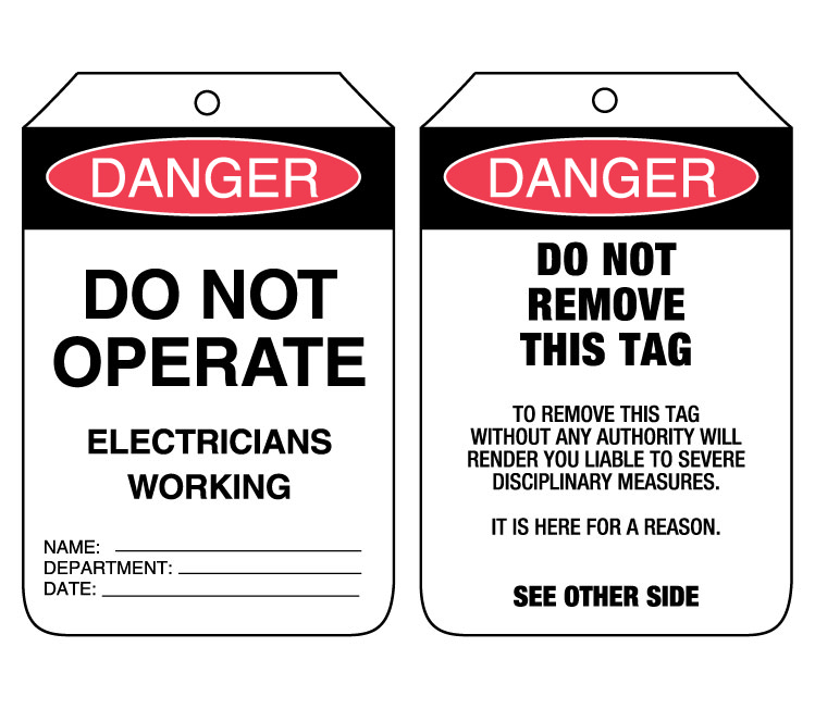 TAG DANGER -DO NOT OPERATE ( ELECT.) ( PKT 100) 