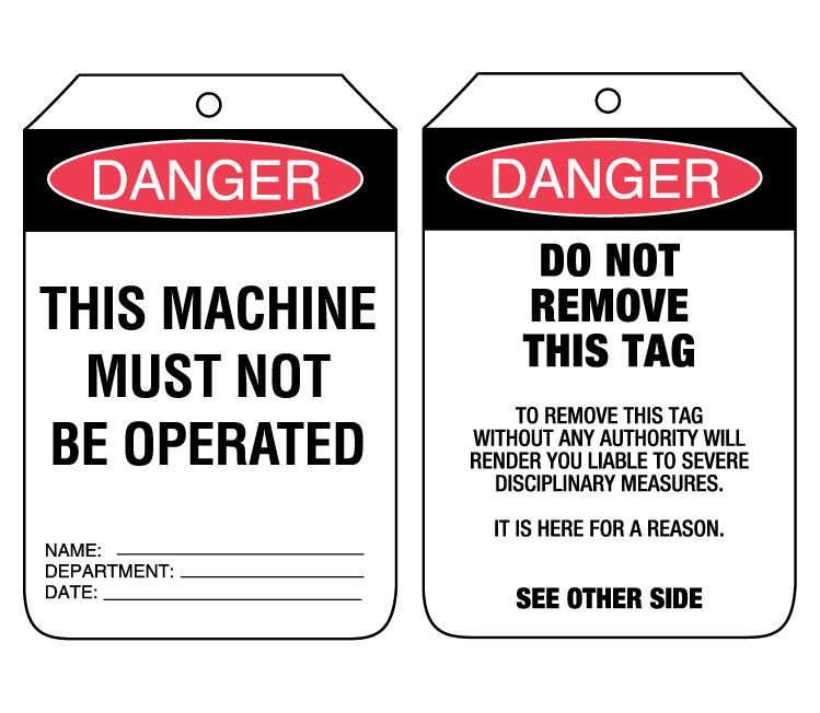 UNIFORM SAFETY 90X140MM CARDBOARD TAGS PKT OF 100 DANGER THIS MACHINE