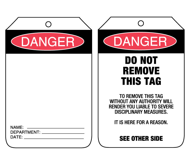 TAG DANGER -( INSERT OWN MESSAGE) ( PKT 100) 