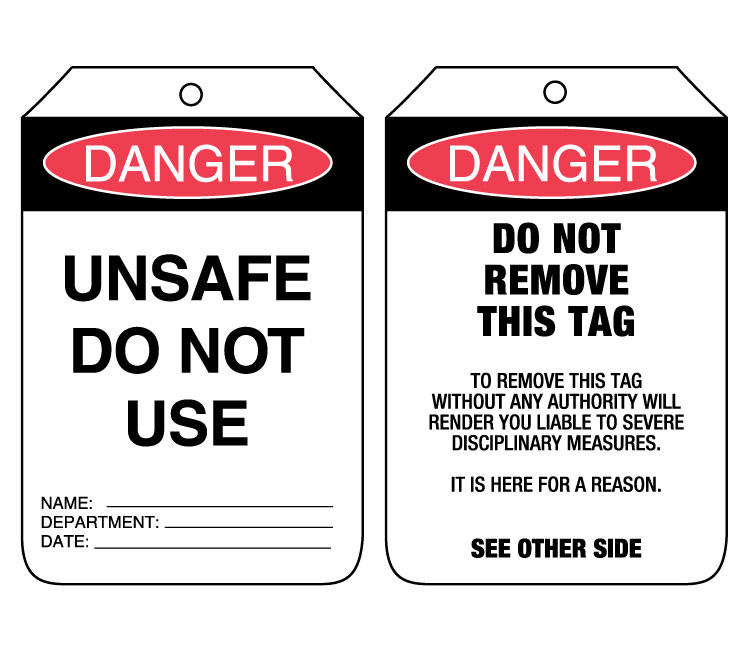 UNIFORM SAFETY 90X140MM CARDBOARD TAGS PKT OF 100 DANGER UNSAFE DO NOT