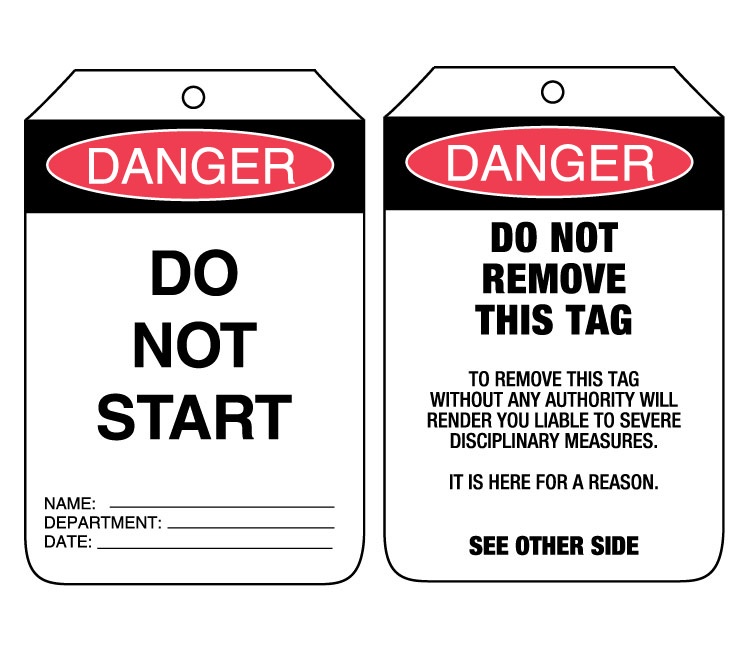 TAG DANGER -DO NOT START ( PKT 100) 