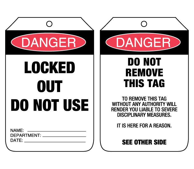 UNIFORM SAFETY 90X140MM CARDBOARD TAGS PKT OF 100 DANGER LOCKED OUT DO
