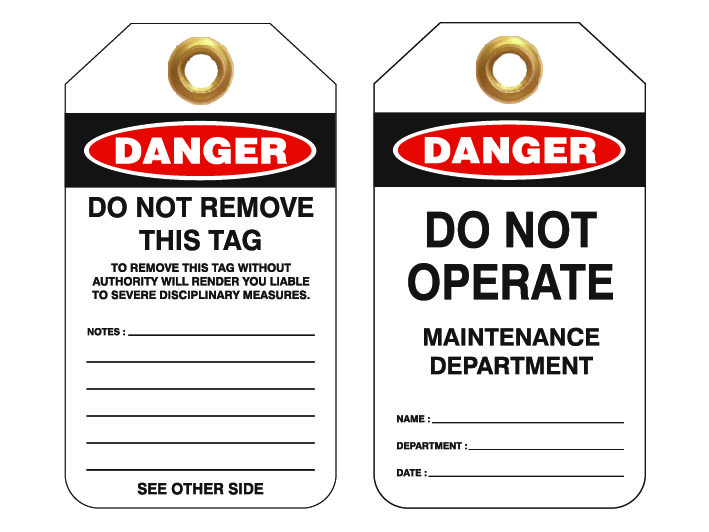 UNIFORM SAFETY 80X140MM HEAVY DUTY PVC TAGS 25/PKT DO NOT OPERATE MAIN