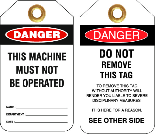 UNIFORM SAFETY 80X140MM HEAVY DUTY PVC TAGS 25/PKT DANGER THIS MACHINE