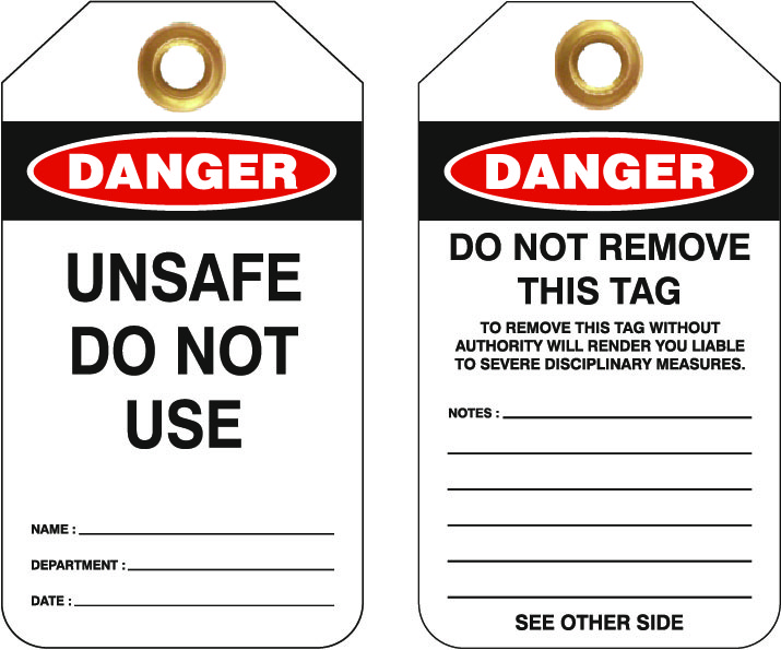 UNIFORM SAFETY 80X140MM HEAVY DUTY PVC TAGS 25/PKT DANGER UNSAFE DO NO