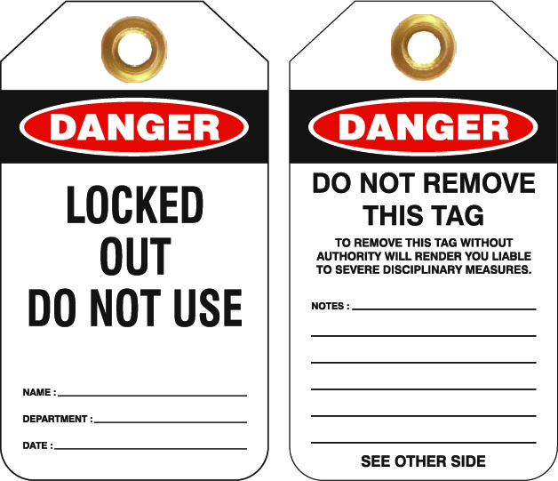 UNIFORM SAFETY 80X140MM HEAVY DUTY PVC TAGS 25/PKT DANGER LOCKED OUT D