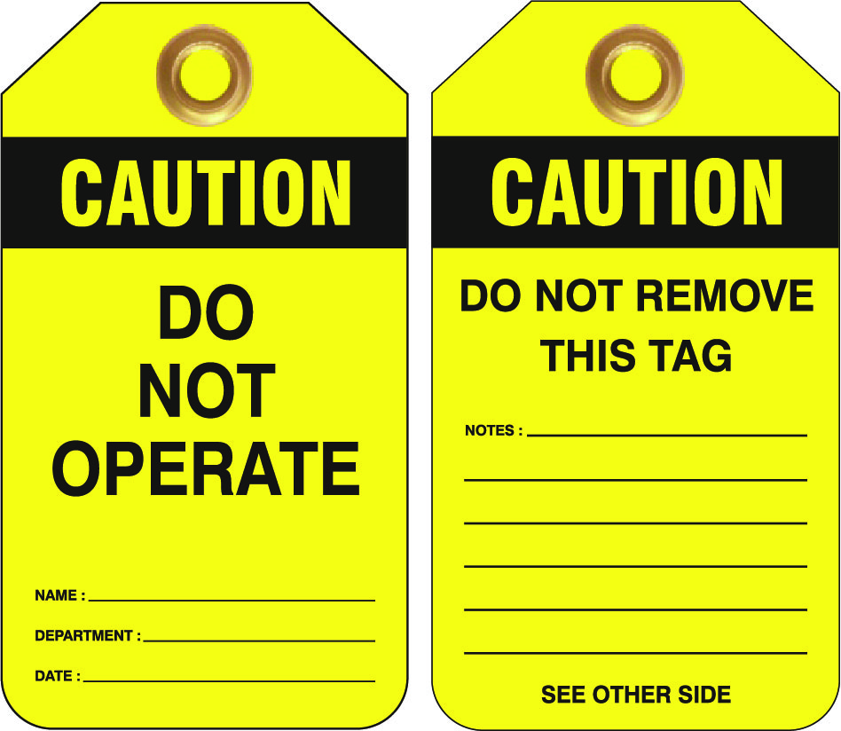 TAG SYMBOL W -DO NOT OPERATE ( PKT 25) 