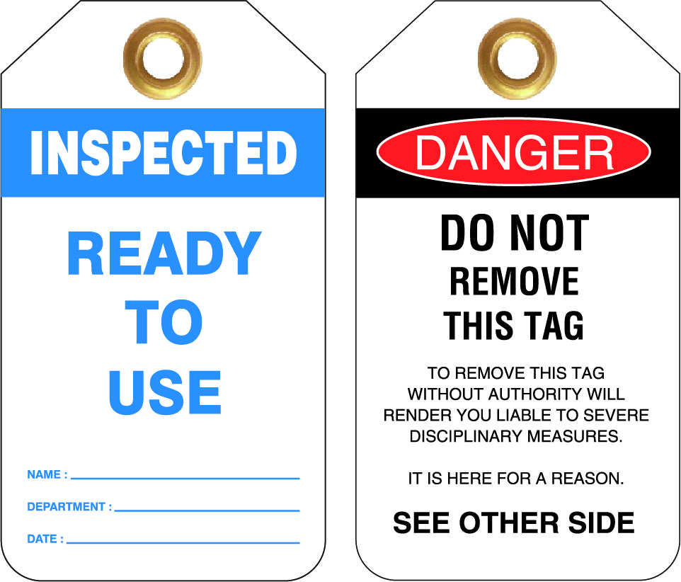 UNIFORM SAFETY 80X140MM HEAVY DUTY PVC TAGS 25/PKT INSPECTED READY TO