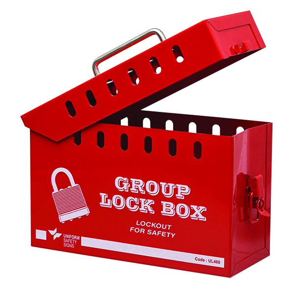 UNIFORM SAFETY 260MM X 110MM X 160MM RED GROUP LOCK BOX12 LOCK