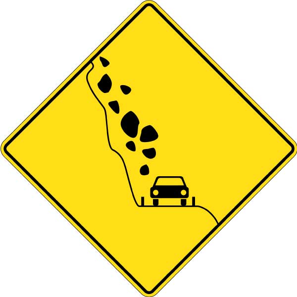 UNIFORM SAFETY 600X600MM ALUM CL1 REF FALLING ROCKS 