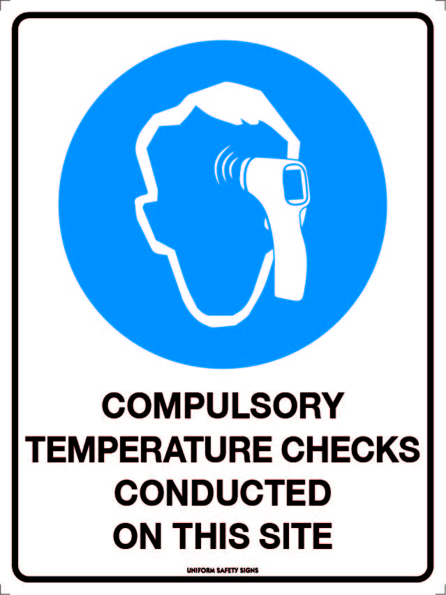 SIGN POLY 300 X 225MM COMPULSORY TEMPERATURE CHECKS ON SITE