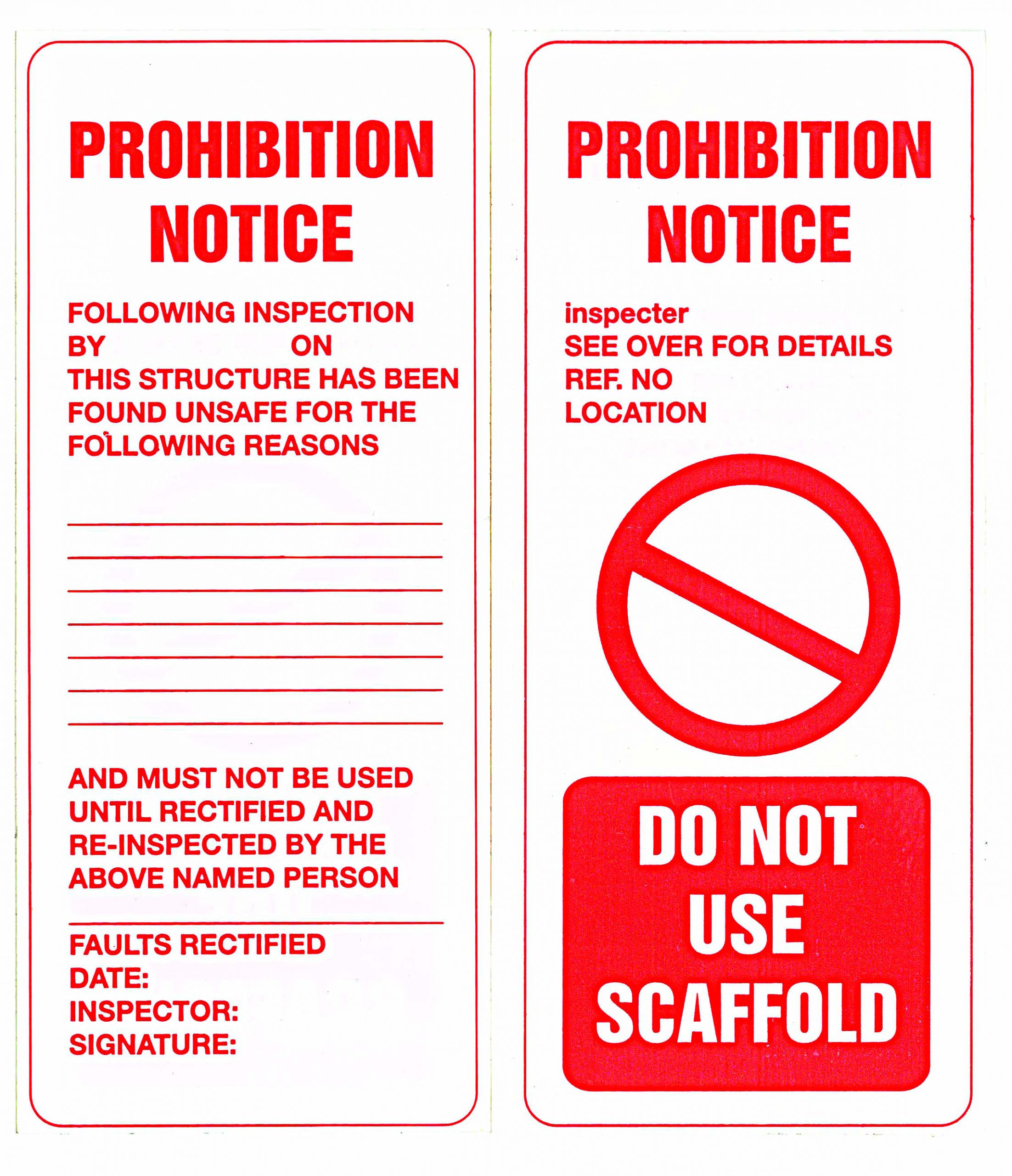 UNIFORM SAFETY SCAFFOLD TAGS PKT 25 DO NOT USE 