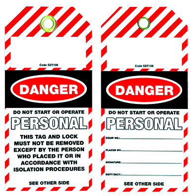 UNIFORM SAFETY 80X160MM TEAR PROOF TAG 25/PKT DANGER PERSONAL