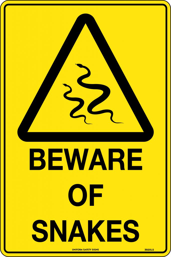 Beware of Snakes Uniform Safety Signs