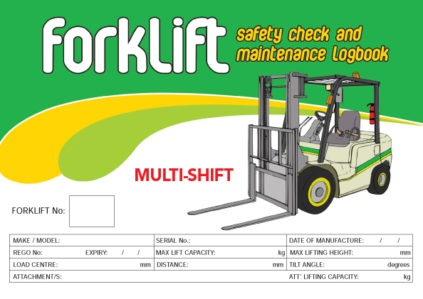 UNIFORM SAFETY FORKLIFT LOGBOOK A5 SIZESINGLE SHIFT 