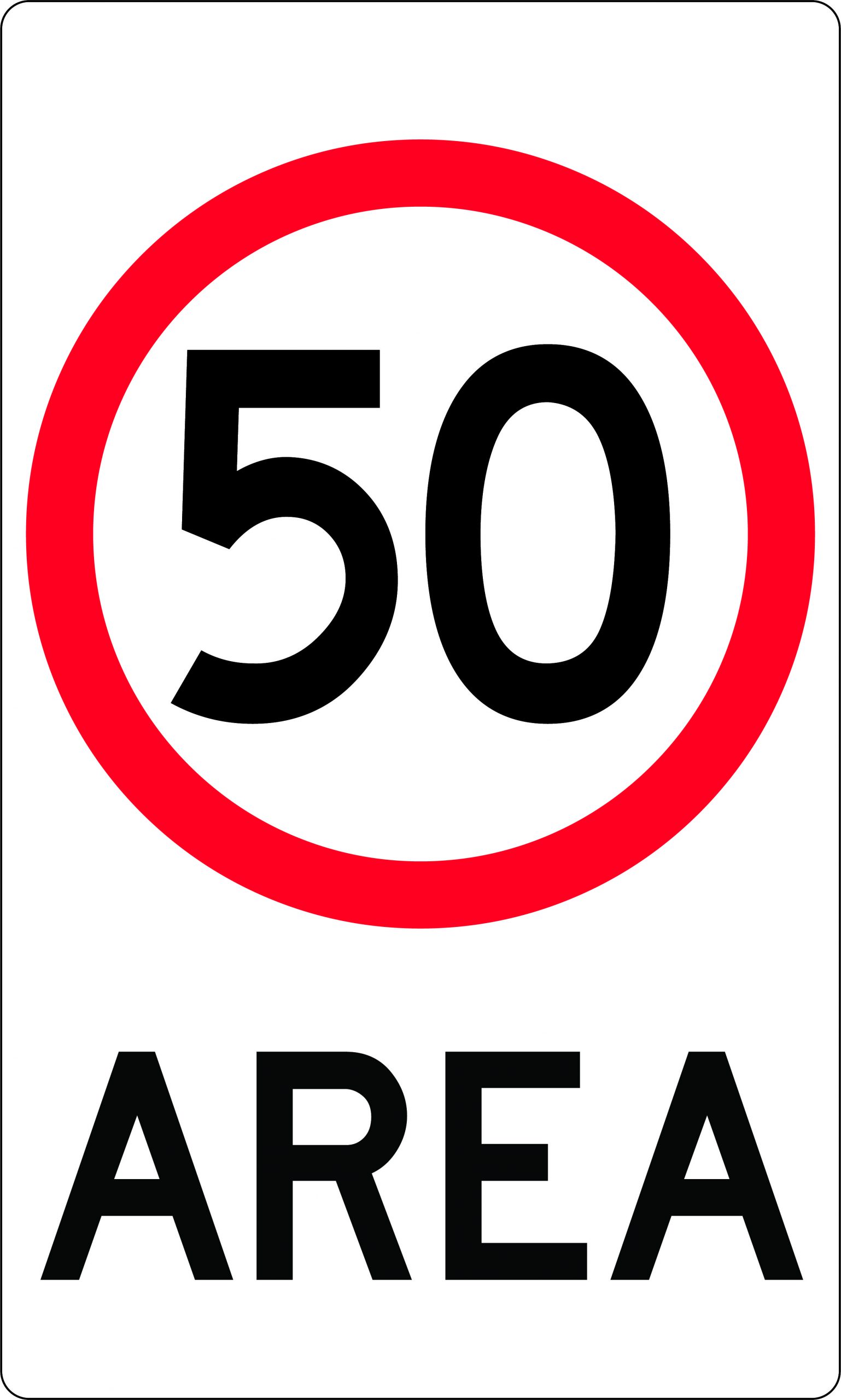 UNIFORM SAFETY 450X750MM CL1 ALUM SPEED LIMIT AREA 50 