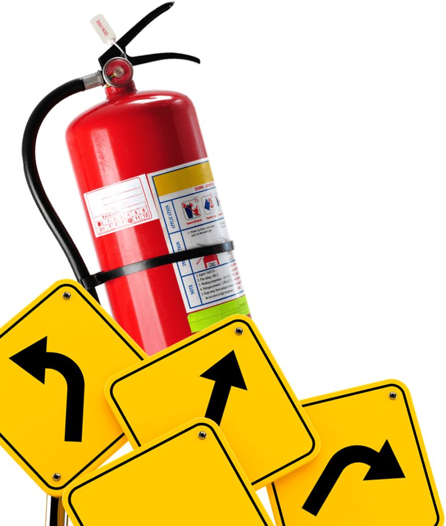 fire extinguisher with signage 868x1024